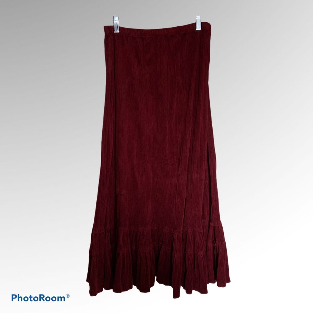 Coldwater Creek Broom Skirt Burgundy Extra Small